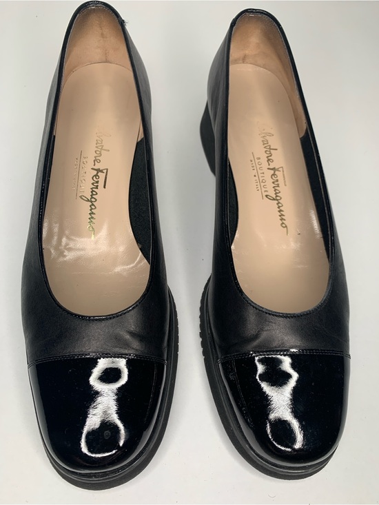 Salvatore Ferragamo Shoes - Salvatore Ferragamo Black Leather Loafers with Patent Toe